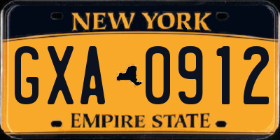 NY license plate GXA0912