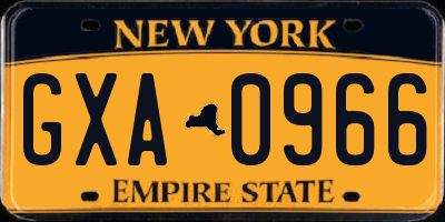 NY license plate GXA0966