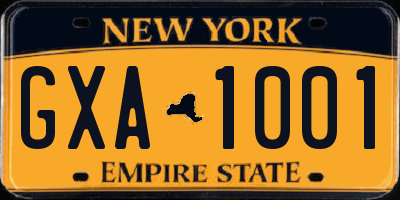 NY license plate GXA1001