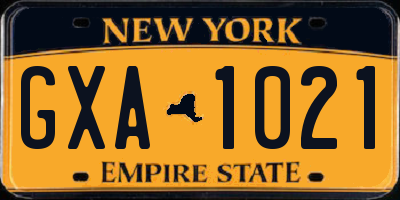 NY license plate GXA1021