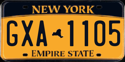 NY license plate GXA1105