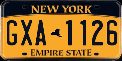 NY license plate GXA1126