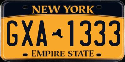 NY license plate GXA1333