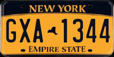 NY license plate GXA1344