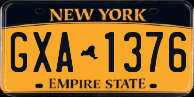 NY license plate GXA1376