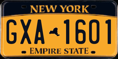 NY license plate GXA1601