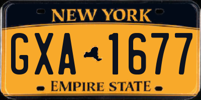NY license plate GXA1677