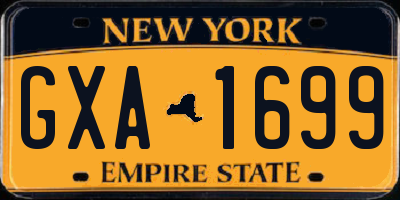 NY license plate GXA1699