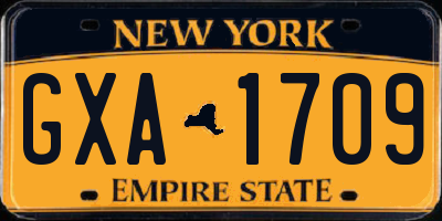 NY license plate GXA1709