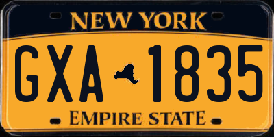NY license plate GXA1835