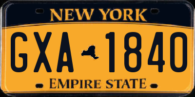 NY license plate GXA1840