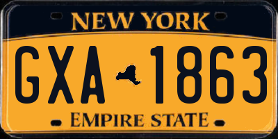 NY license plate GXA1863
