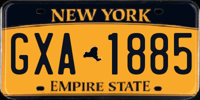 NY license plate GXA1885