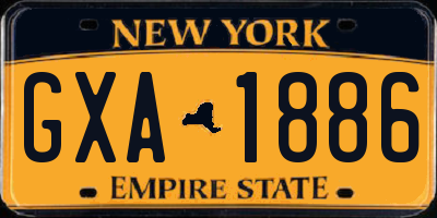 NY license plate GXA1886