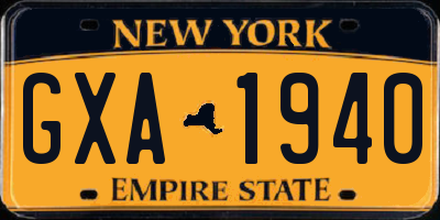 NY license plate GXA1940