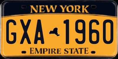 NY license plate GXA1960