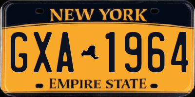 NY license plate GXA1964