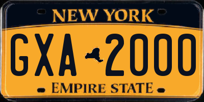 NY license plate GXA2000