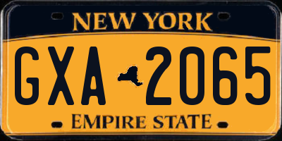 NY license plate GXA2065