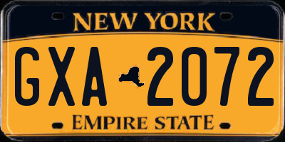 NY license plate GXA2072