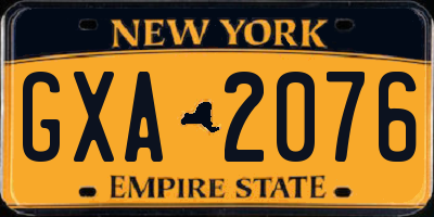 NY license plate GXA2076