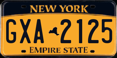 NY license plate GXA2125