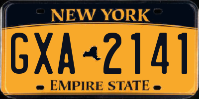 NY license plate GXA2141