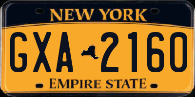 NY license plate GXA2160