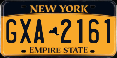 NY license plate GXA2161