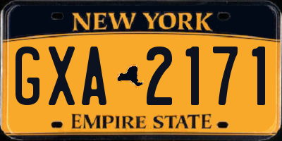 NY license plate GXA2171