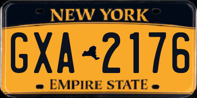 NY license plate GXA2176