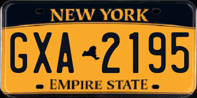 NY license plate GXA2195