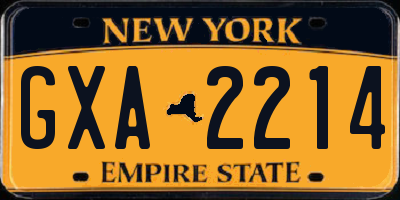 NY license plate GXA2214