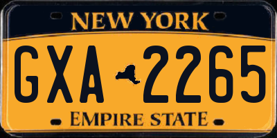 NY license plate GXA2265