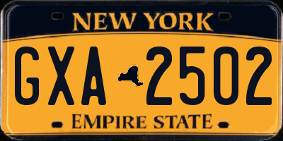 NY license plate GXA2502