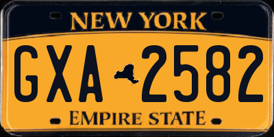 NY license plate GXA2582