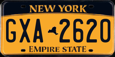 NY license plate GXA2620