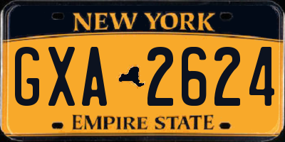 NY license plate GXA2624