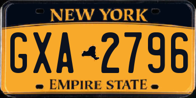 NY license plate GXA2796