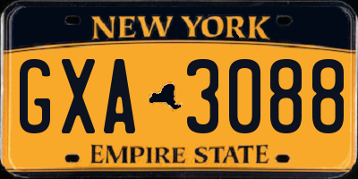 NY license plate GXA3088