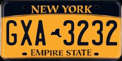 NY license plate GXA3232