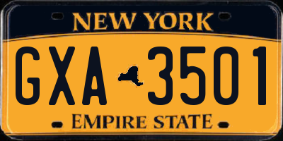 NY license plate GXA3501