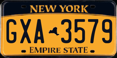 NY license plate GXA3579