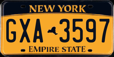 NY license plate GXA3597