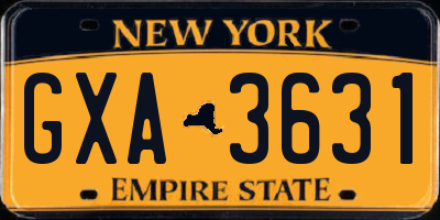 NY license plate GXA3631