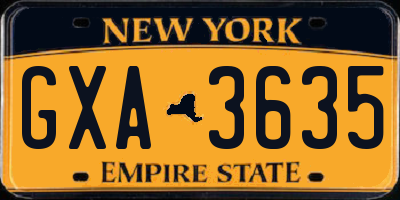 NY license plate GXA3635