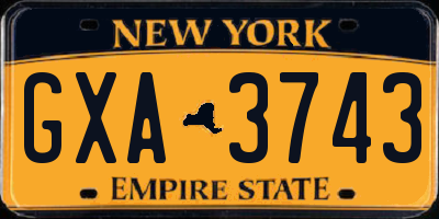 NY license plate GXA3743