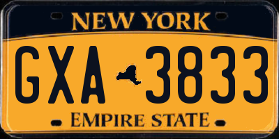NY license plate GXA3833