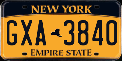 NY license plate GXA3840