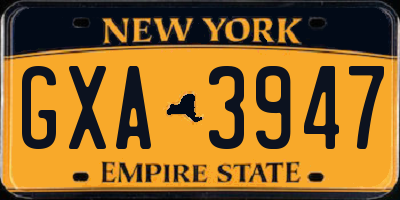NY license plate GXA3947